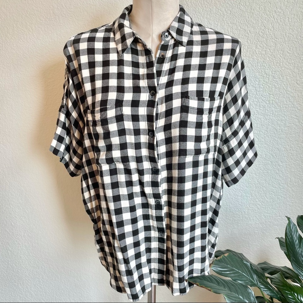 Madewell flannel courier shirt black Buffalo check